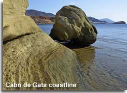 Rock formations along the Cabo de Gata coastline