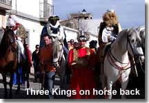 The Three Kings on horse back in the Los Gallardos Christmas Fiesta