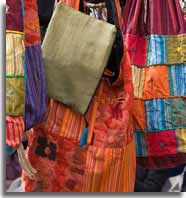 Colourful bags on open air market