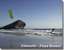 Kitesurfer at Playa Monsul in the Cabo de Gata