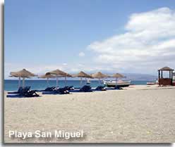 Parasols on the beach of San Miguel de Cabo de Gata
