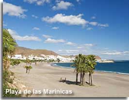 view to Carboneras town along Playa de Las Marinicas
