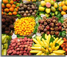 Fresh local fruit on village market