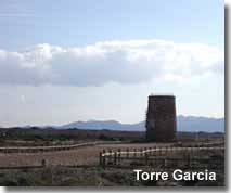 Torre Garcia tower at the start of walking trail in Cabo de Gata