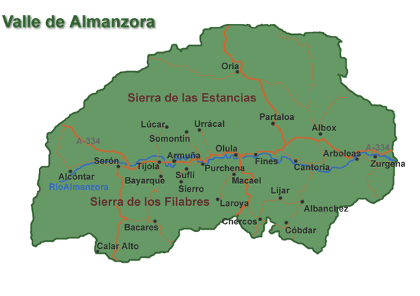 Map of the Almanzora in   Almeria.