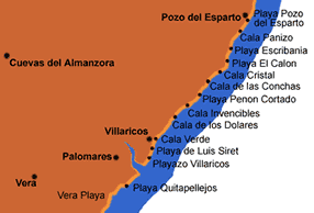 Map of the Beaches of Cuevas del Almanzora