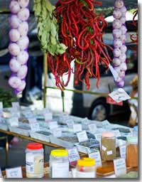 Chilli and spices on an open air street market